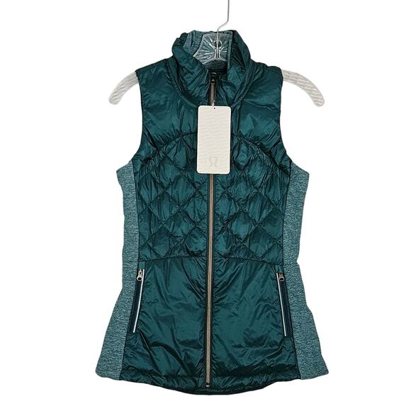 Lululemon Down For A Run Vest Goose Puffer Forage Green sz 4 NWT - Picture 1 of 9